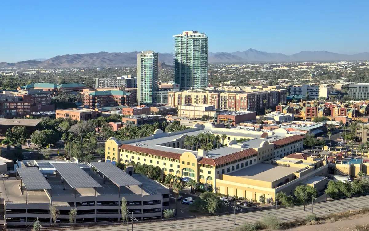 Panoramic view of downtown Tempe, Arizona from Tempe Butte